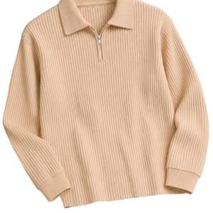 AUSK Men's Cotton Blend Rib Knit Textured Full Sleeve Polo T-Shirt
